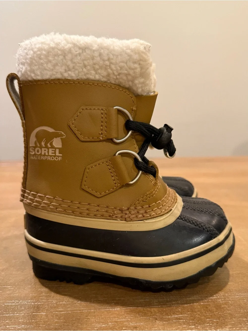 Sorel Toddler Yoot Pac Winter Boots Waterproof Insulated Tan Black Sz 6